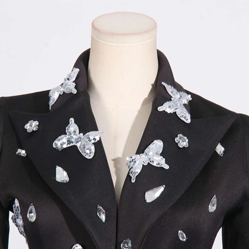 Sequins Panel V-Neck Blazer image 2