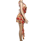 Tropical Print Ruffle Halter Mini Dress image 6
