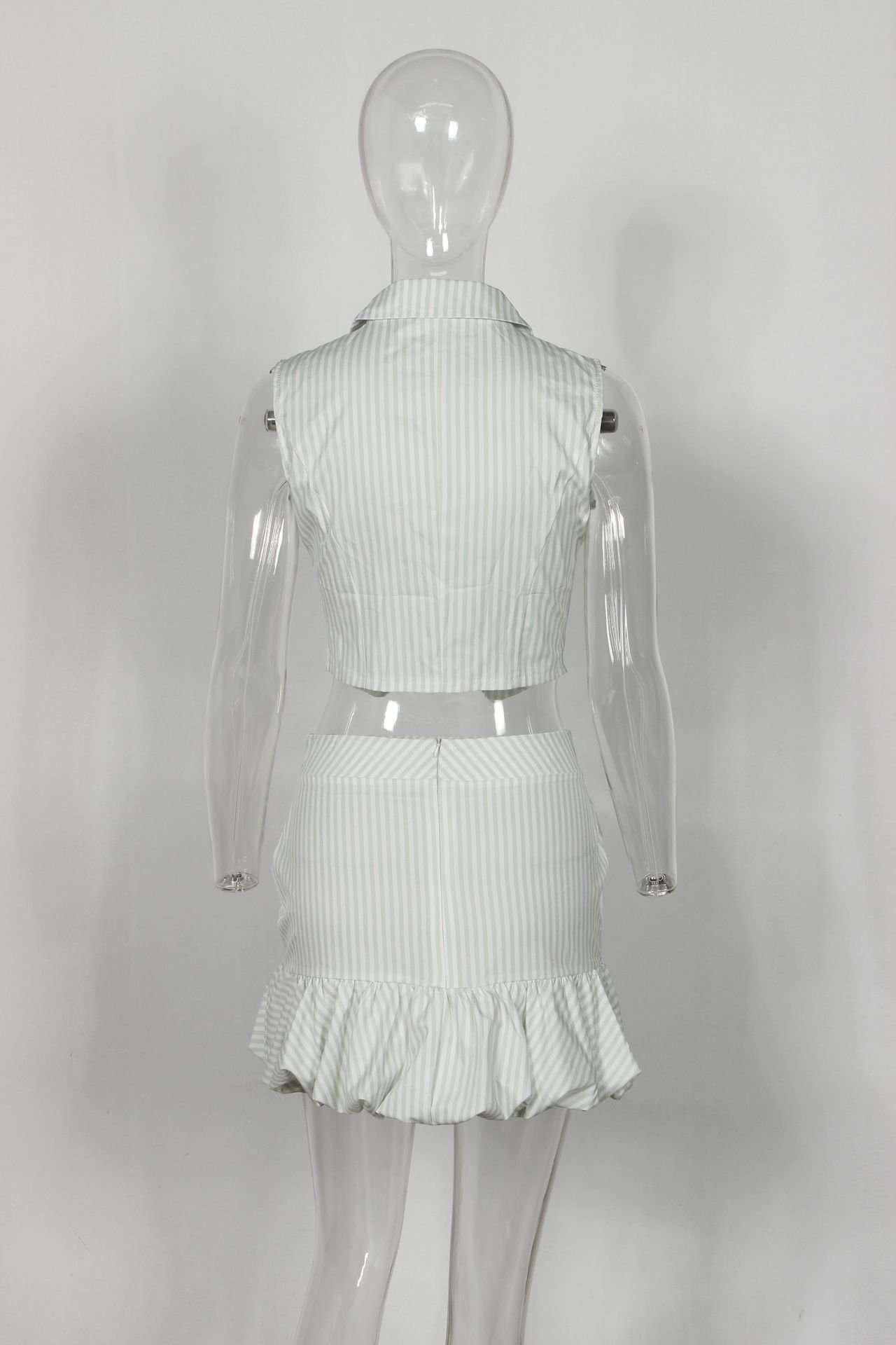 Striped Button-Up Ruffle Skirt Set image 5