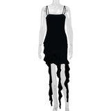Ruffle Trim Spaghetti Strap Asymmetrical Dress image 4
