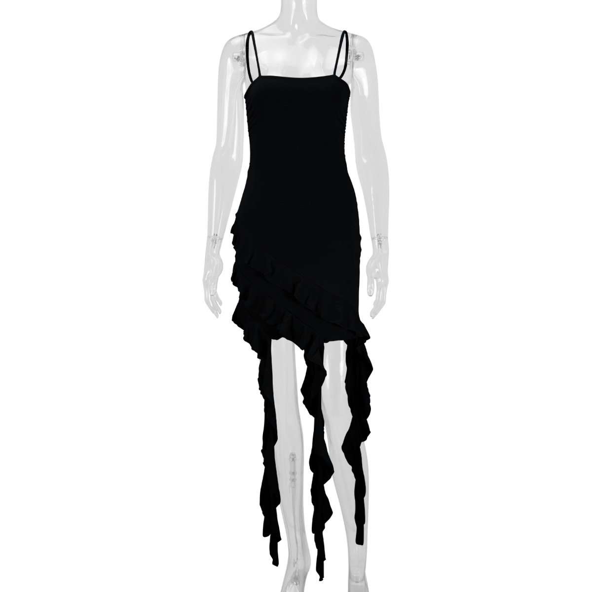 Ruffle Trim Spaghetti Strap Asymmetrical Dress image 4