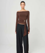 Off-the-Shoulder Top with Side Tie image 2