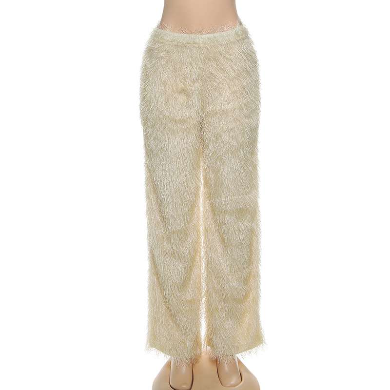 Elegant Feathered Wide-Leg Trousers image 3