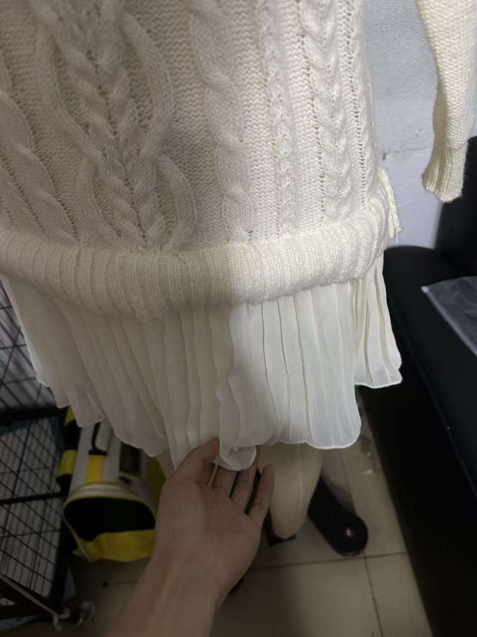 Cable Knit Sweater Dresswith Pleated Hem image 2