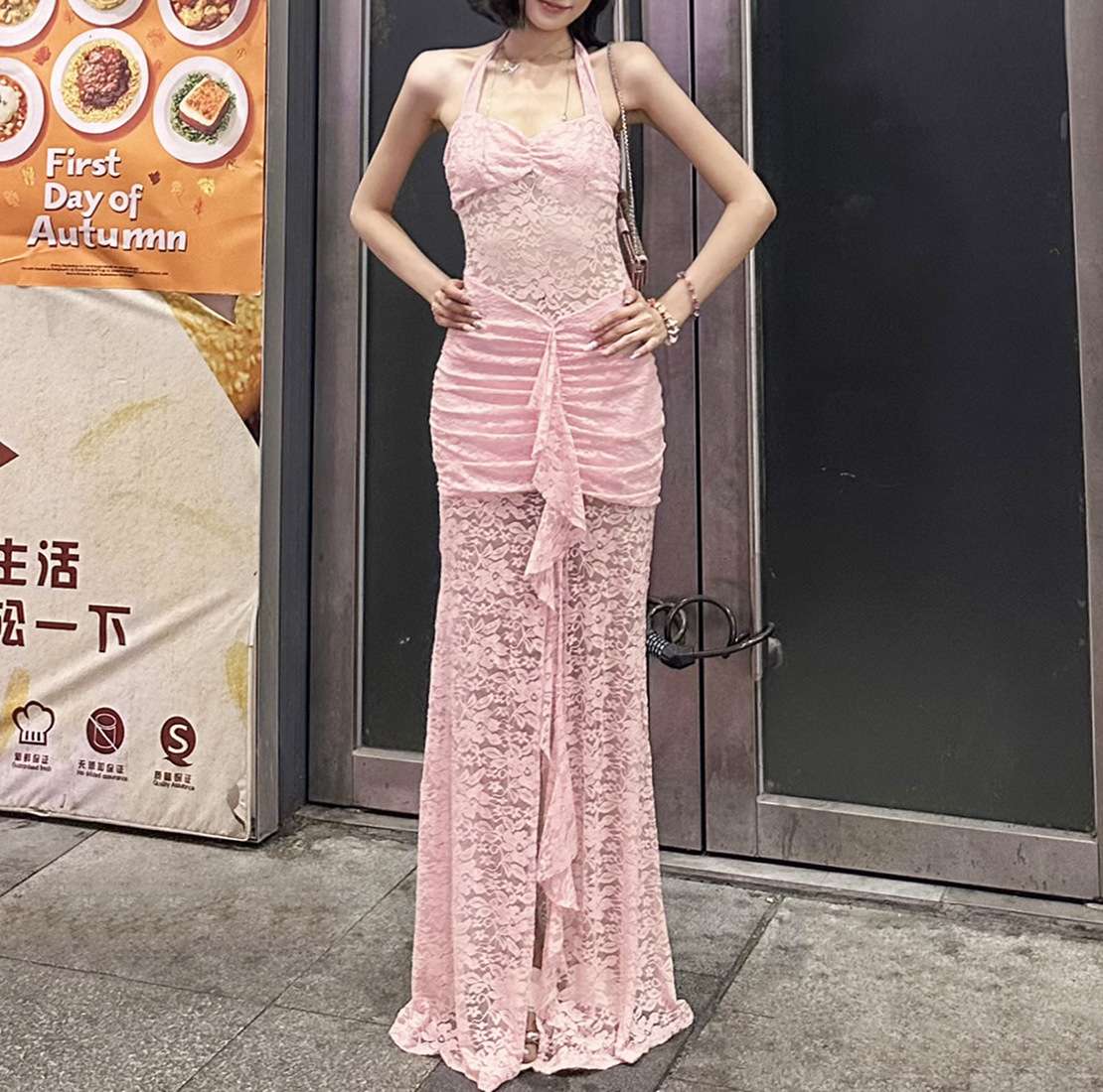 Elegant Lace Halter Dress image 7