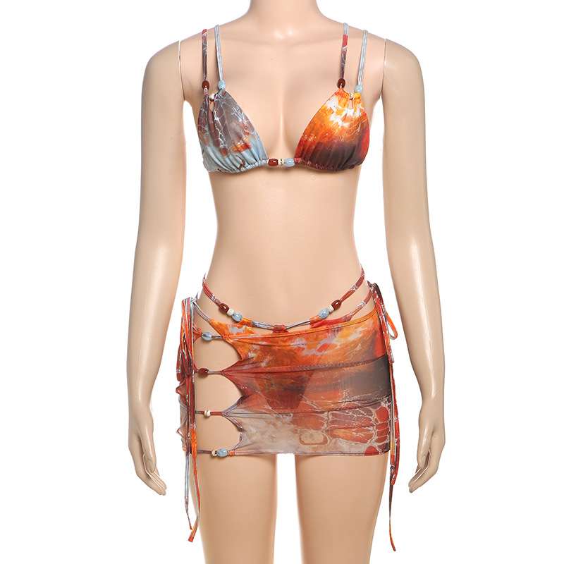 Tie-Dye Bikini Set with Beaded Details image 2