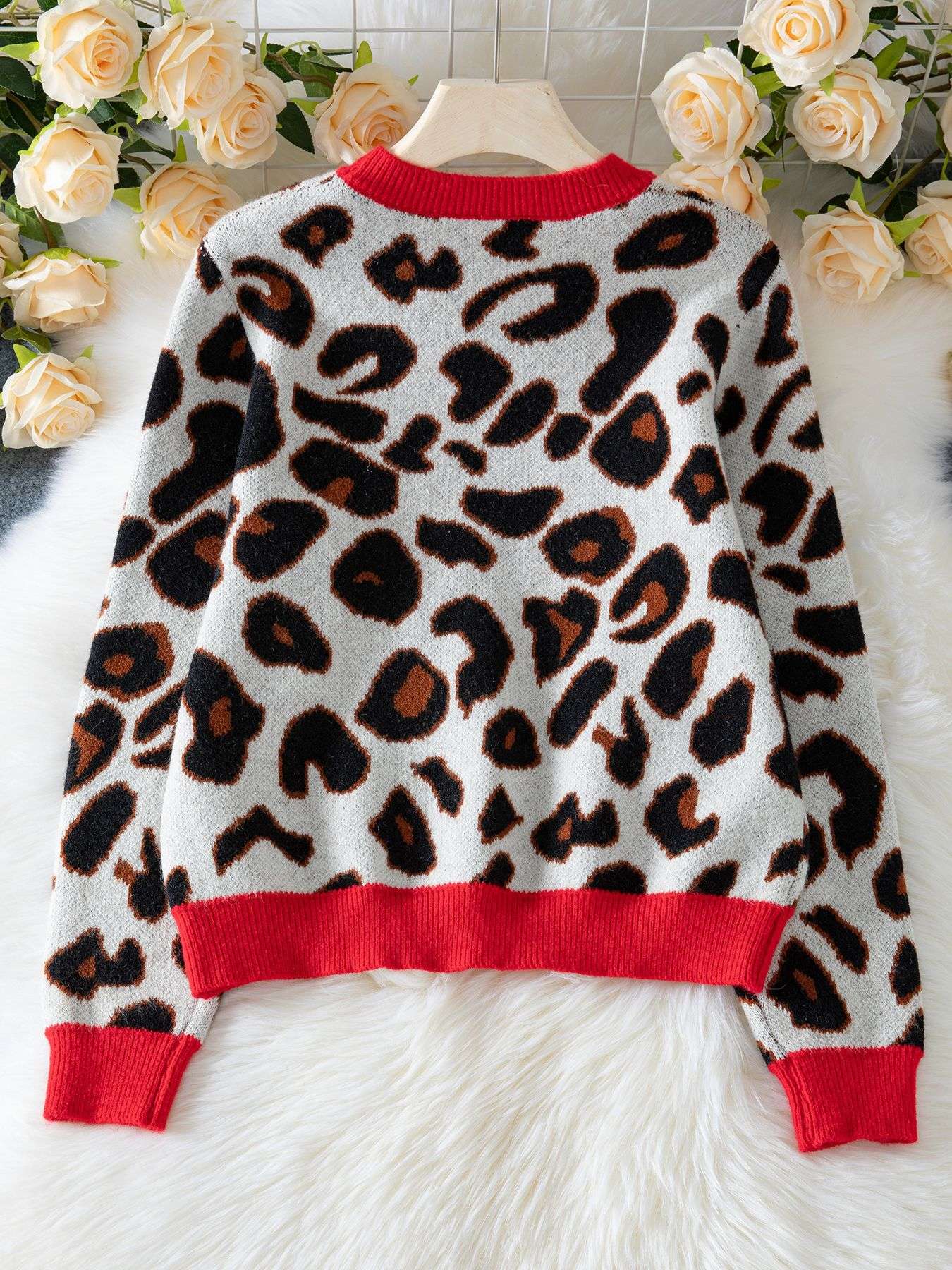 Leopard Print Cozy Knit Sweater image 4