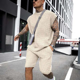 Knit Vest and Shorts Set - M, Beige image