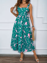 Tropical Leaf Print Ruffle Strap Midi Dress image 3