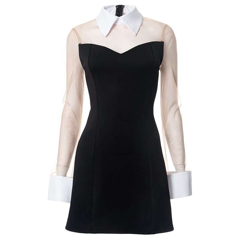 Chic Contrast Collar Mini Dress image 5