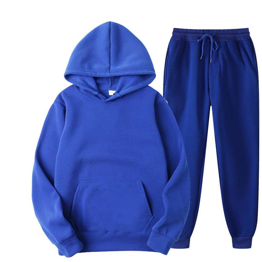 Fleece-Lined Hoodie and Sweatpants Set - M, Blue image