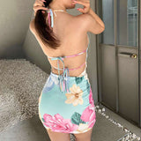 Floral Halter Bodycon Dress image 1