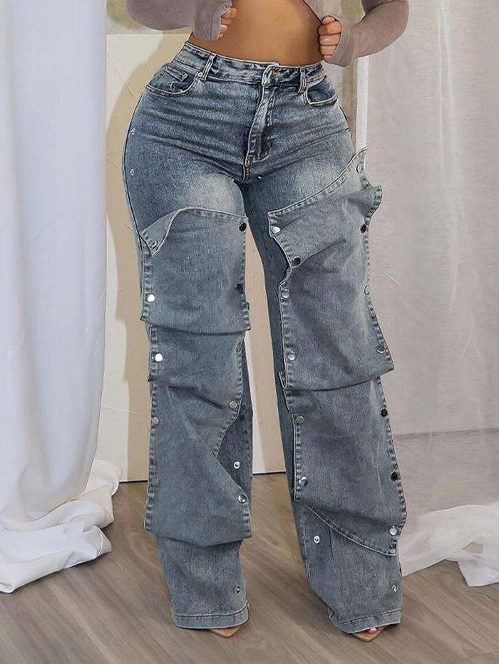 Irregular Snapped Denim Pant image 3
