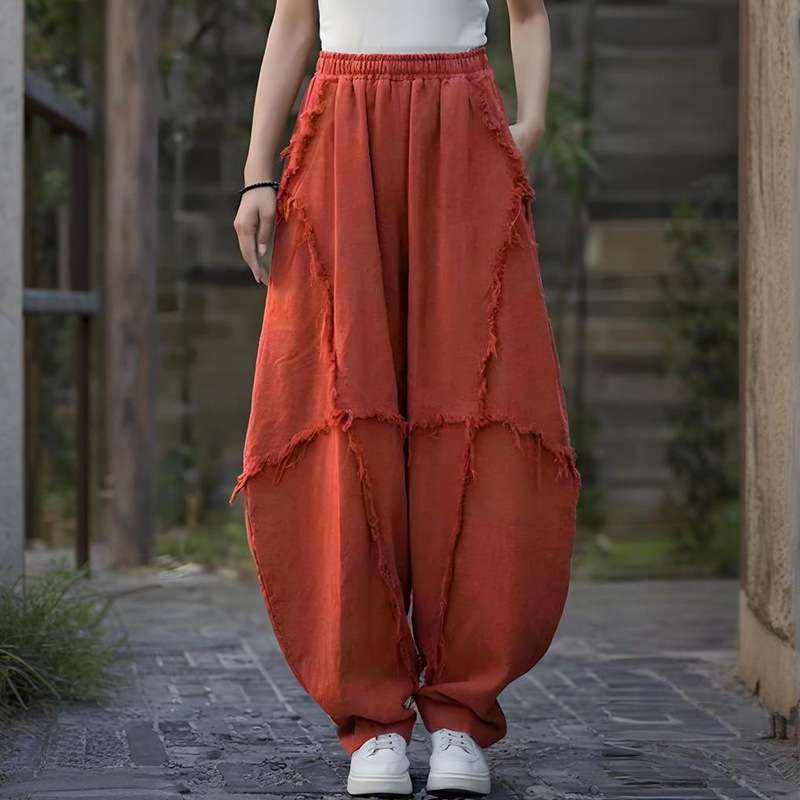 Bohemian Style Wide-Leg Trousers image 1
