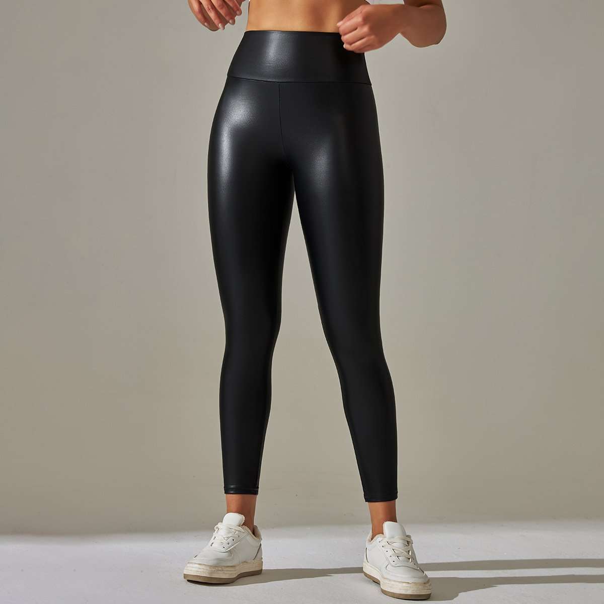 High-Waisted Faux Leather Leggings image 1