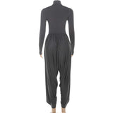 Chic Turtleneck Pleated Draped Jumpsuit image 4