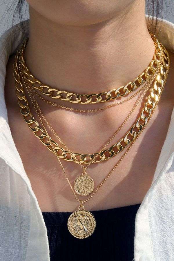 Stylish Multilayer Chain Pendant Necklace image 0