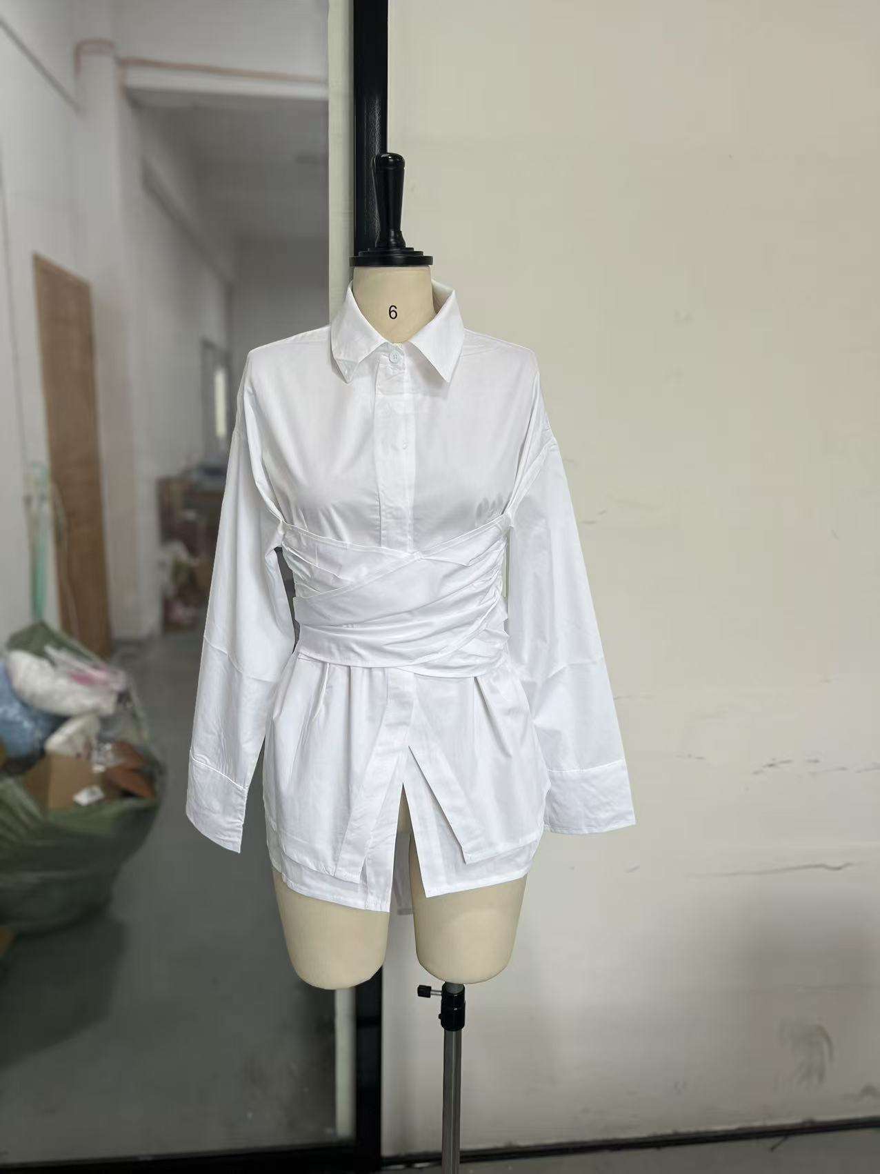 Button-Up Blouse with Peplum Detail image 4