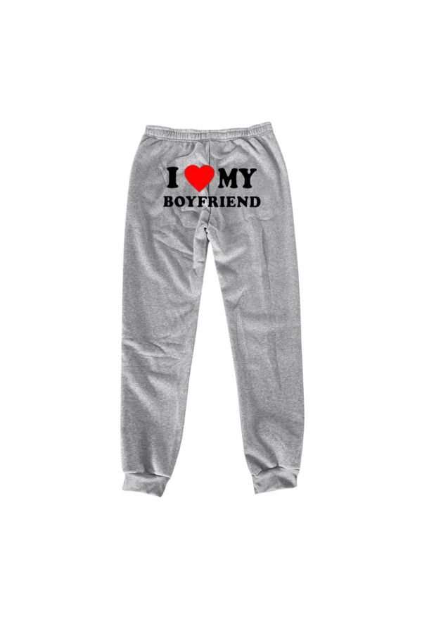 I Love My Boyfriend Sweatpants - L, Grey image