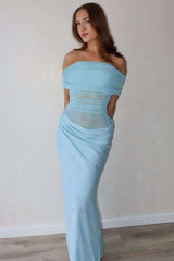 Off-Shoulder Mesh Maxi Dress image 0