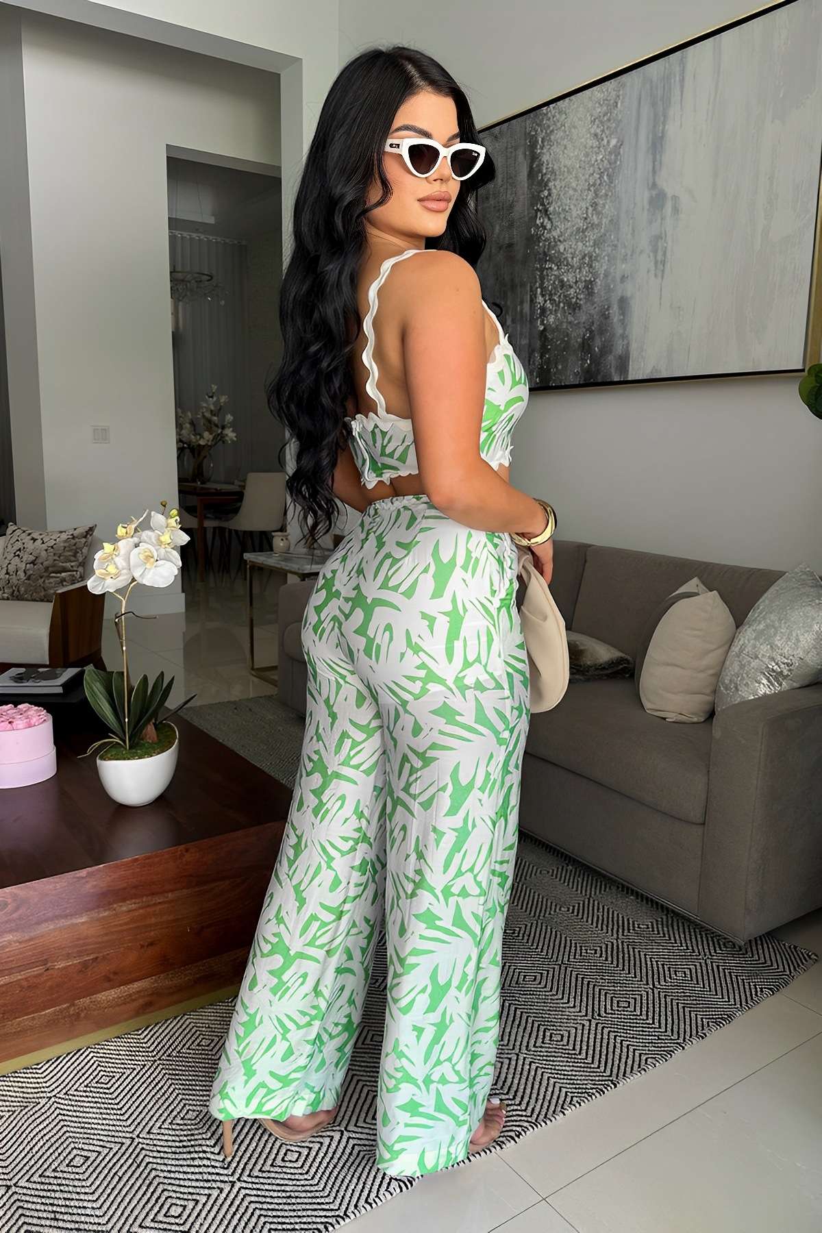 Stylish Tropical Print Two-Piece Set image 2