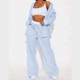 Striped Two Pieces Set - M, Sky Blue image