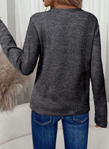 Textured Long Sleeve Shirt with V-Neck image 3