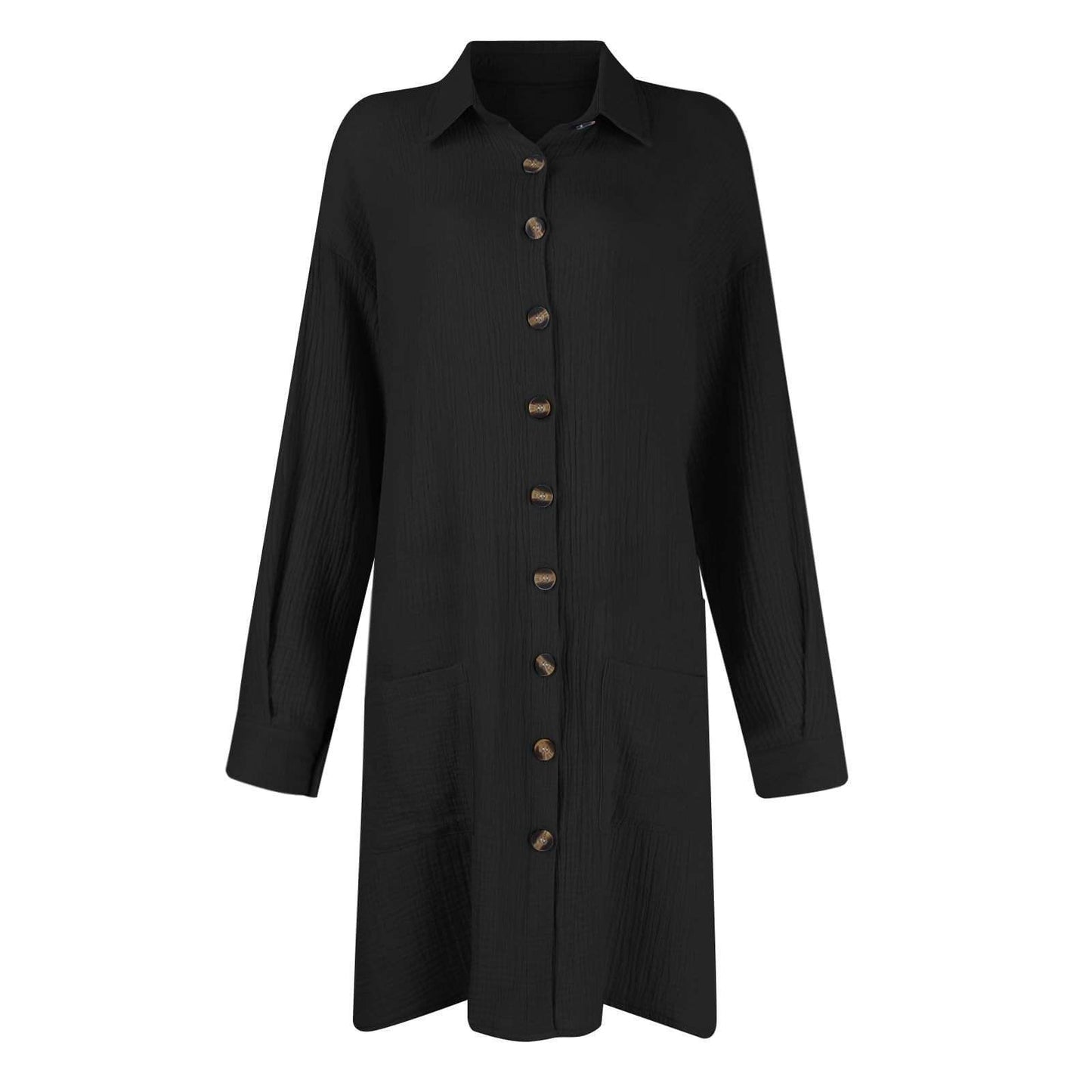 Button-Front Tunic Dress with Pockets image 5