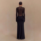 Sheer Back Long-Sleeve Maxi Dress image 2