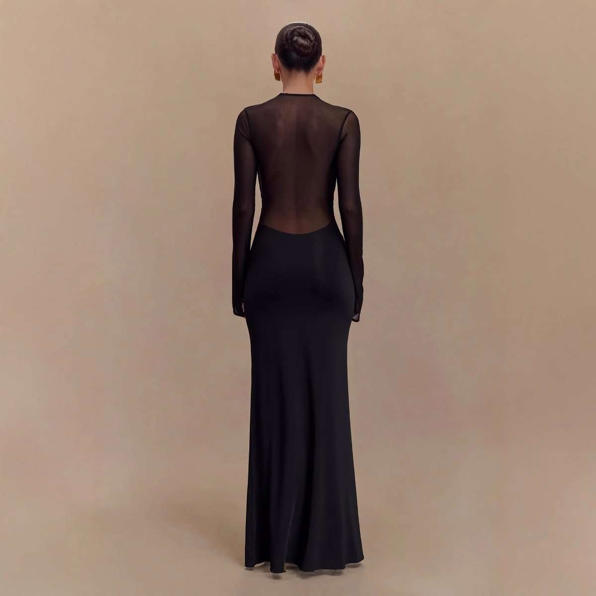 Sheer Back Long-Sleeve Maxi Dress image 2