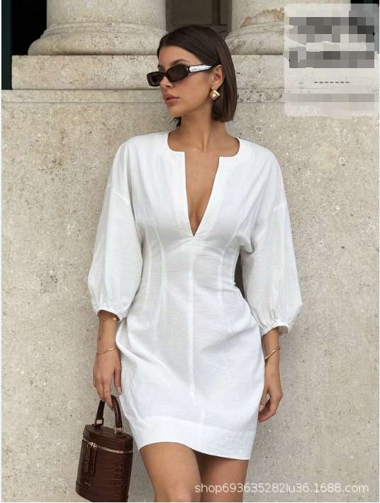 Elegant Dress with Deep V Neckline image 1