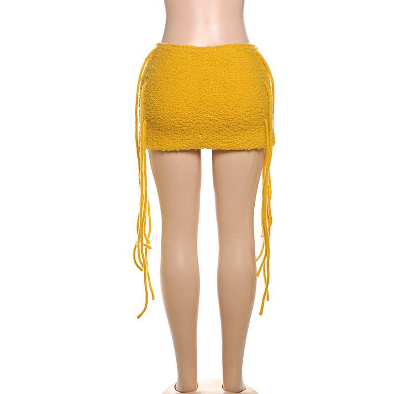 Textured Mini Skirt with Side Ties image 4