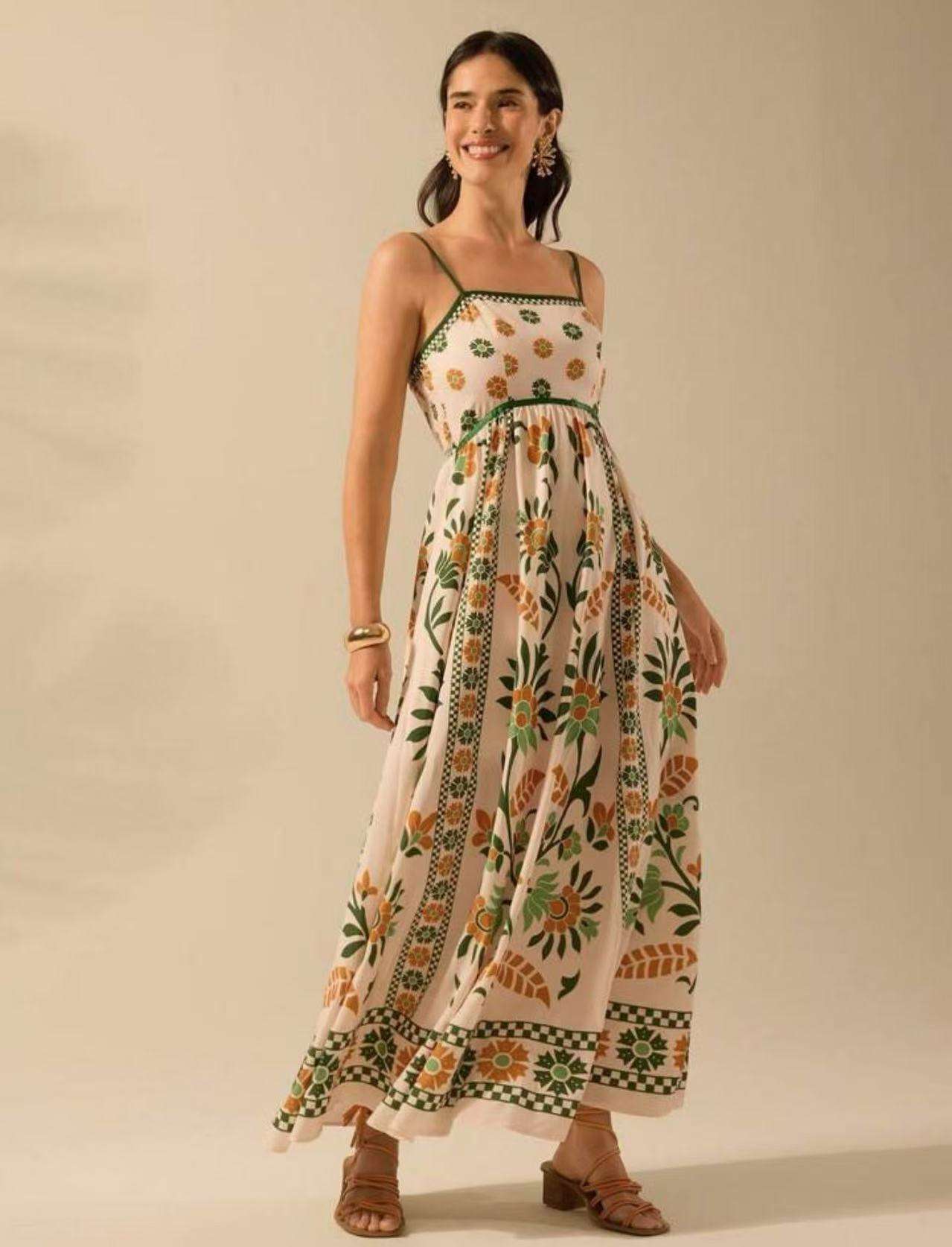 Floral Print Maxi Dress with Spaghetti Straps image 5