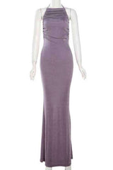 Sexy HalterNeck Ruffled Open Back Sleeveless Maxi Dress image 5