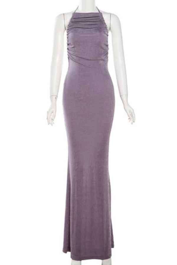 Sexy HalterNeck Ruffled Open Back Sleeveless Maxi Dress image 5