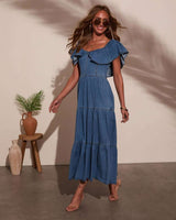 Ruffled Off-Shoulder Tiered Midi Dress image 3