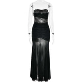 Strapless Ruched Maxi Dress with Lace image 2