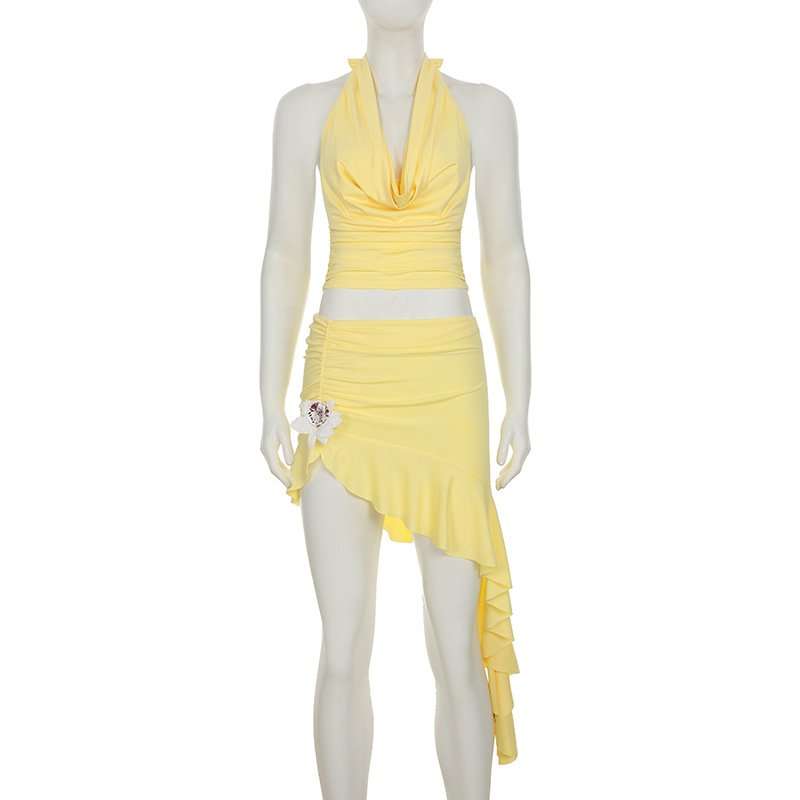Elegant Halter Top & Asymmetrical Skirt Set image 3