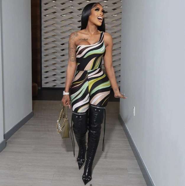 One-Shoulder Abstract Print Crop Top & Leggings Set image 1