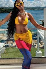 Sexy Multicolor Three Piece Bikini CoverUp Swimwear Set image 0