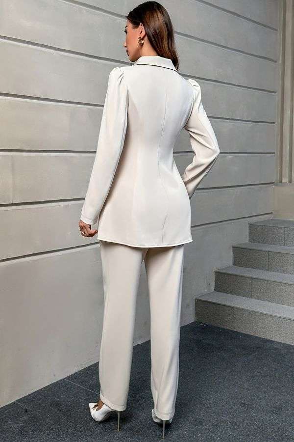 Elegant Long Sleeve Split Hem Blazer Leg Pants image 2