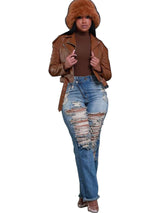 Asymmetrical Zip Bootcut Jeans image 0