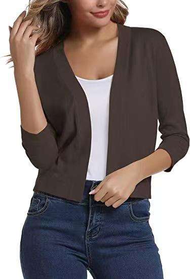 Classic Open-Front Cardigan - M, Brown image