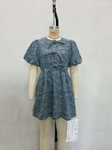 Floral Pattern Short Sleeve Dress with Bow Detail image 2