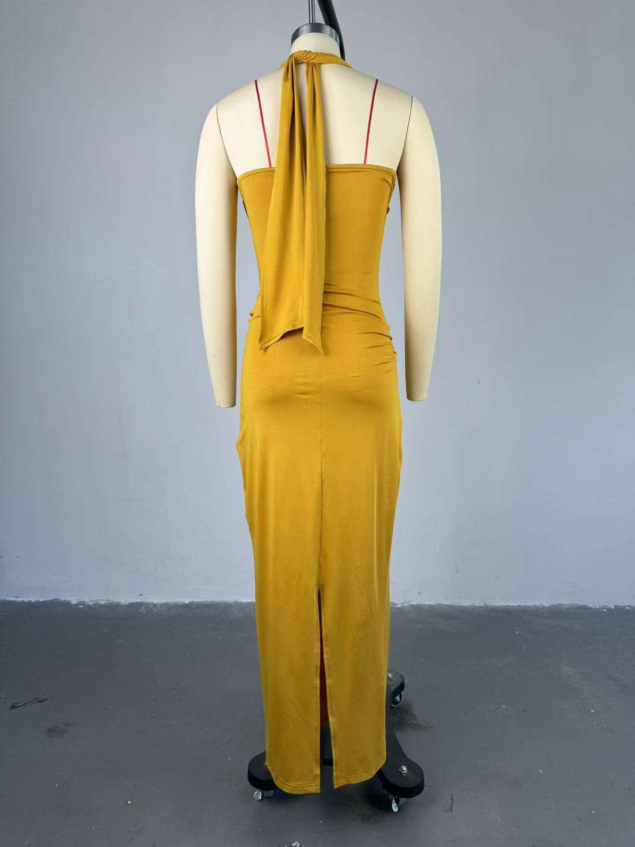 Halter Maxi Dress with Rose Detail image 3