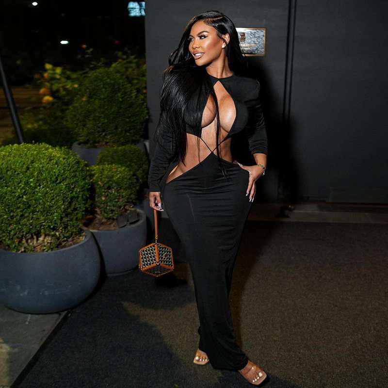 Sultry Black Cutout Evening Dress image 1