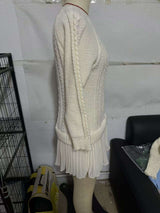 Cable Knit Sweater Dresswith Pleated Hem image 8