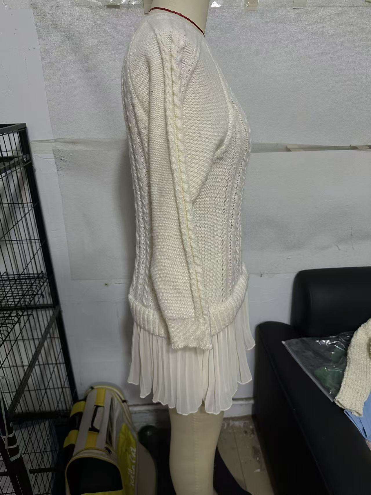 Cable Knit Sweater Dresswith Pleated Hem image 8
