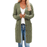 Cozy Cable Knit Long Cardigan - S, Green image