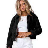 Cropped Zip Up Faux Jacket - M, Black image